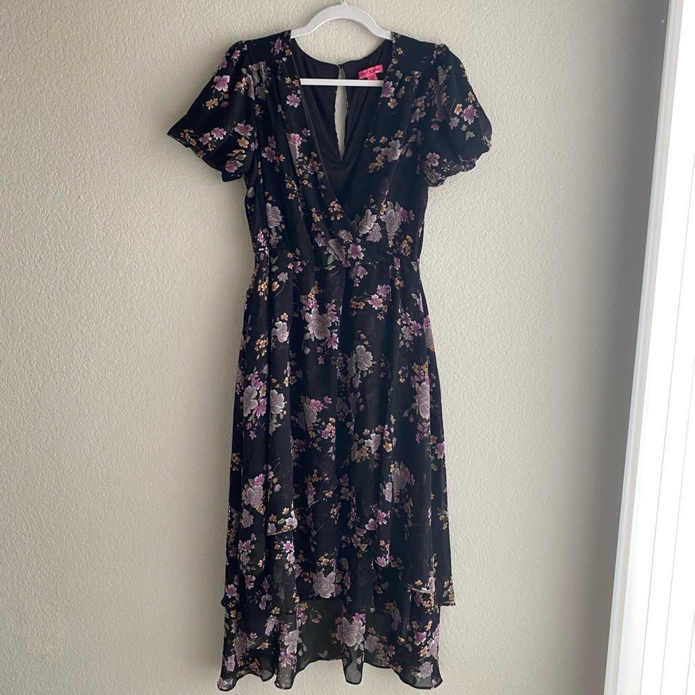 BETSEY JOHNSON Floral Wrap Midi Dress - Size 8 - Picture 2 of 10